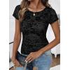 image:imageSHEWIN Shirts for Women Crew Neck Floral Short Sleeve Blouses Floral Mesh Top Summer Tops for Women 2026Blackrun Small order One Size Up