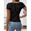image:imageSHEWIN Shirts for Women Crew Neck Floral Short Sleeve Blouses Floral Mesh Top Summer Tops for Women 2026Blackrun Small order One Size Up
