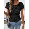 image:imageSHEWIN Shirts for Women Crew Neck Floral Short Sleeve Blouses Floral Mesh Top Summer Tops for Women 2026Blackrun Small order One Size Up