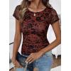 image:imageSHEWIN Shirts for Women Crew Neck Floral Short Sleeve Blouses Floral Mesh Top Summer Tops for Women 2026Brownrun Small order One Size Up