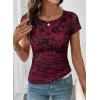 image:imageSHEWIN Shirts for Women Crew Neck Floral Short Sleeve Blouses Floral Mesh Top Summer Tops for Women 2026Purplerun Small order One Size Up