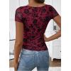 image:imageSHEWIN Shirts for Women Crew Neck Floral Short Sleeve Blouses Floral Mesh Top Summer Tops for Women 2026Purplerun Small order One Size Up