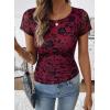 image:imageSHEWIN Shirts for Women Crew Neck Floral Short Sleeve Blouses Floral Mesh Top Summer Tops for Women 2026Purplerun Small order One Size Up