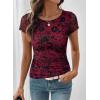 image:imageSHEWIN Shirts for Women Crew Neck Floral Short Sleeve Blouses Floral Mesh Top Summer Tops for Women 2026Purplerun Small order One Size Up