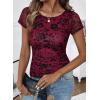 image:imageSHEWIN Shirts for Women Crew Neck Floral Short Sleeve Blouses Floral Mesh Top Summer Tops for Women 2026Purplerun Small order One Size Up