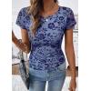 image:imageSHEWIN Shirts for Women Crew Neck Floral Short Sleeve Blouses Floral Mesh Top Summer Tops for Women 2026Sky Bluerun Small order One Size Up