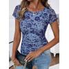 image:imageSHEWIN Shirts for Women Crew Neck Floral Short Sleeve Blouses Floral Mesh Top Summer Tops for Women 2026Sky Bluerun Small order One Size Up