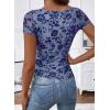 image:imageSHEWIN Shirts for Women Crew Neck Floral Short Sleeve Blouses Floral Mesh Top Summer Tops for Women 2026Sky Bluerun Small order One Size Up