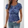 image:imageSHEWIN Shirts for Women Crew Neck Floral Short Sleeve Blouses Floral Mesh Top Summer Tops for Women 2026Sky Bluerun Small order One Size Up