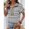 image:imageSHEWIN Women Boho Woven NonStretch Shirts Summer Half Zip Tops Business Casual 2026Black