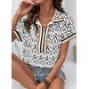 image:imageSHEWIN Women Boho Woven NonStretch Shirts Summer Half Zip Tops Business Casual 2026Black