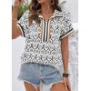 image:imageSHEWIN Women Boho Woven NonStretch Shirts Summer Half Zip Tops Business Casual 2026Black