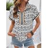 image:imageSHEWIN Women Boho Woven NonStretch Shirts Summer Half Zip Tops Business Casual 2026Black