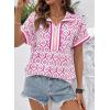 image:imageSHEWIN Women Boho Woven NonStretch Shirts Summer Half Zip Tops Business Casual 2026Hot Pink