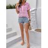 image:imageSHEWIN Women Boho Woven NonStretch Shirts Summer Half Zip Tops Business Casual 2026Hot Pink