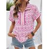 image:imageSHEWIN Women Boho Woven NonStretch Shirts Summer Half Zip Tops Business Casual 2026Hot Pink
