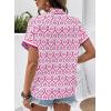 image:imageSHEWIN Women Boho Woven NonStretch Shirts Summer Half Zip Tops Business Casual 2026Hot Pink