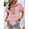 image:imageSHEWIN Women Boho Woven NonStretch Shirts Summer Half Zip Tops Business Casual 2026Orange