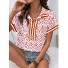 image:imageSHEWIN Women Boho Woven NonStretch Shirts Summer Half Zip Tops Business Casual 2026Orange