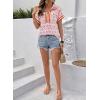 image:imageSHEWIN Women Boho Woven NonStretch Shirts Summer Half Zip Tops Business Casual 2026Orange