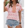 image:imageSHEWIN Women Boho Woven NonStretch Shirts Summer Half Zip Tops Business Casual 2026Orange