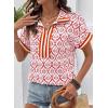 image:imageSHEWIN Women Boho Woven NonStretch Shirts Summer Half Zip Tops Business Casual 2026Orange