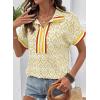 image:imageSHEWIN Women Boho Woven NonStretch Shirts Summer Half Zip Tops Business Casual 2026Yellow