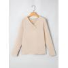 image:imageSHEWIN Women Long Sleeve Lightweight Tunic Tops Casual V Neck Pleated Button Warm Tee Shirts 2026Beige