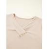 image:imageSHEWIN Women Long Sleeve Lightweight Tunic Tops Casual V Neck Pleated Button Warm Tee Shirts 2026Beige