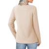 image:imageSHEWIN Women Long Sleeve Lightweight Tunic Tops Casual V Neck Pleated Button Warm Tee Shirts 2026Beige
