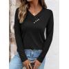 image:imageSHEWIN Women Long Sleeve Lightweight Tunic Tops Casual V Neck Pleated Button Warm Tee Shirts 2026Black