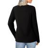 image:imageSHEWIN Women Long Sleeve Lightweight Tunic Tops Casual V Neck Pleated Button Warm Tee Shirts 2026Black