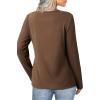 image:imageSHEWIN Women Long Sleeve Lightweight Tunic Tops Casual V Neck Pleated Button Warm Tee Shirts 2026Coffee