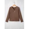 image:imageSHEWIN Women Long Sleeve Lightweight Tunic Tops Casual V Neck Pleated Button Warm Tee Shirts 2026Coffee