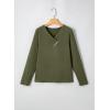 image:imageSHEWIN Women Long Sleeve Lightweight Tunic Tops Casual V Neck Pleated Button Warm Tee Shirts 2026Four Leaf Clover