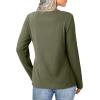 image:imageSHEWIN Women Long Sleeve Lightweight Tunic Tops Casual V Neck Pleated Button Warm Tee Shirts 2026Four Leaf Clover