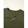 image:imageSHEWIN Women Long Sleeve Lightweight Tunic Tops Casual V Neck Pleated Button Warm Tee Shirts 2026Four Leaf Clover