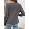 image:imageSHEWIN Women Long Sleeve Lightweight Tunic Tops Casual V Neck Pleated Button Warm Tee Shirts 2026Gray