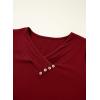 image:imageSHEWIN Women Long Sleeve Lightweight Tunic Tops Casual V Neck Pleated Button Warm Tee Shirts 2026Red