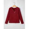 image:imageSHEWIN Women Long Sleeve Lightweight Tunic Tops Casual V Neck Pleated Button Warm Tee Shirts 2026Red