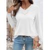 image:imageSHEWIN Women Long Sleeve Lightweight Tunic Tops Casual V Neck Pleated Button Warm Tee Shirts 2026White