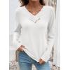 image:imageSHEWIN Women Long Sleeve Lightweight Tunic Tops Casual V Neck Pleated Button Warm Tee Shirts 2026White