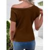 image:imageSHEWIN Women Off Shoulder Tops Summer Going Out Shirts Dressy Casual 2026Brown