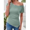 image:imageSHEWIN Women Off Shoulder Tops Summer Going Out Shirts Dressy Casual 2026Green
