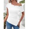 image:imageSHEWIN Women Off Shoulder Tops Summer Going Out Shirts Dressy Casual 2026White