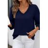 image:imageSHEWIN Women Smocked Neck Tops 34 Sleeve Loose Fit Shirts Business Dressy Casual 2026Black