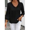 image:imageSHEWIN Women Smocked Neck Tops 34 Sleeve Loose Fit Shirts Business Dressy Casual 2026Black