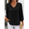 image:imageSHEWIN Women Smocked Neck Tops 34 Sleeve Loose Fit Shirts Business Dressy Casual 2026Black