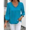 image:imageSHEWIN Women Smocked Neck Tops 34 Sleeve Loose Fit Shirts Business Dressy Casual 2026Blue