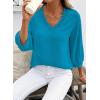 image:imageSHEWIN Women Smocked Neck Tops 34 Sleeve Loose Fit Shirts Business Dressy Casual 2026Blue